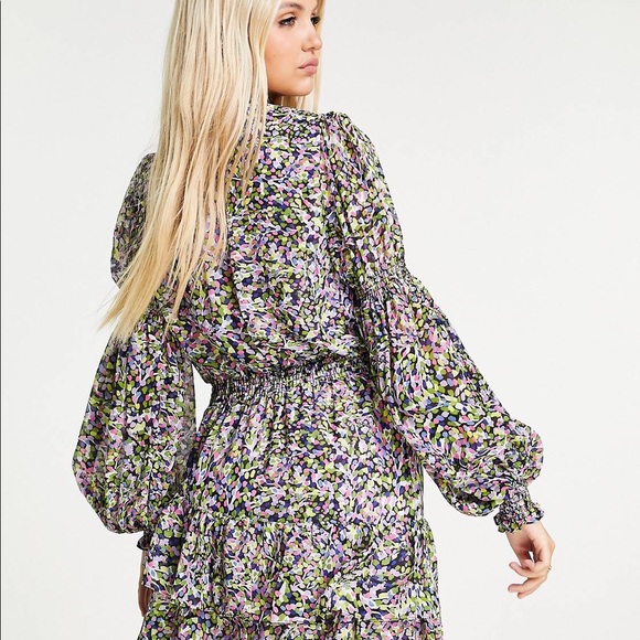 NWT TED  BAKER US Karliie Abstract Floral Confetti Dot Tiered Mini Dress 2XL 6 - Picture 9 of 11